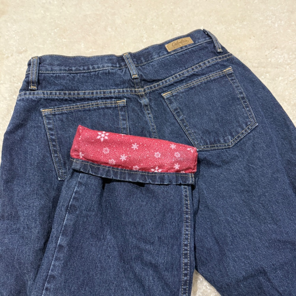 Cabela's Casuals Jeans Women 6 Regular Blue Flannel Lined Snowflake Straight Leg